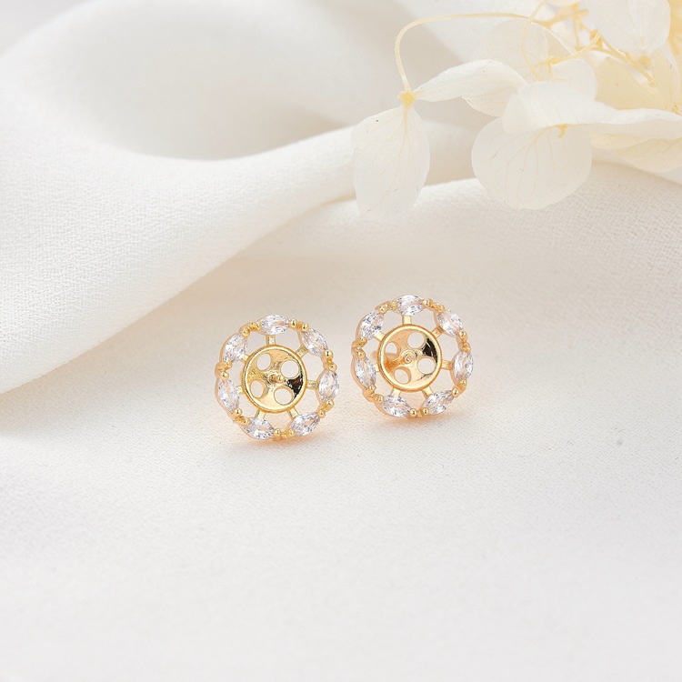 Bow Tie Stud Earrings For Women With 925 Sterling Silver Posts, Copper Base, 14K Gold Plated Finish, Rhinestones 4