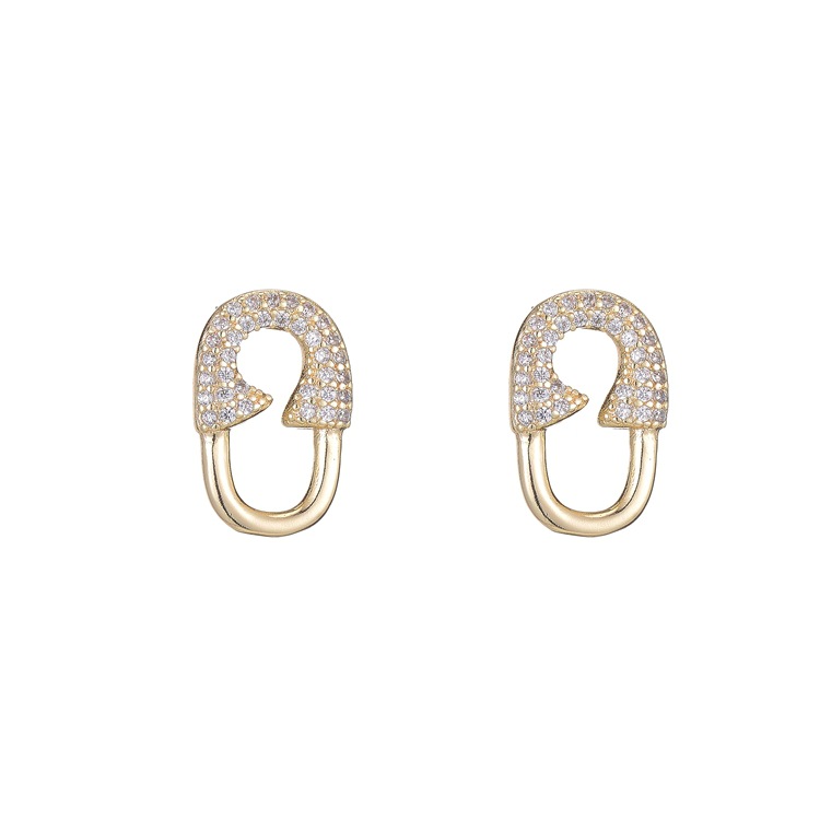 Bow Tie Stud Earrings For Women With 925 Sterling Silver Posts, Copper Base, 14K Gold Plated Finish, Rhinestones 5