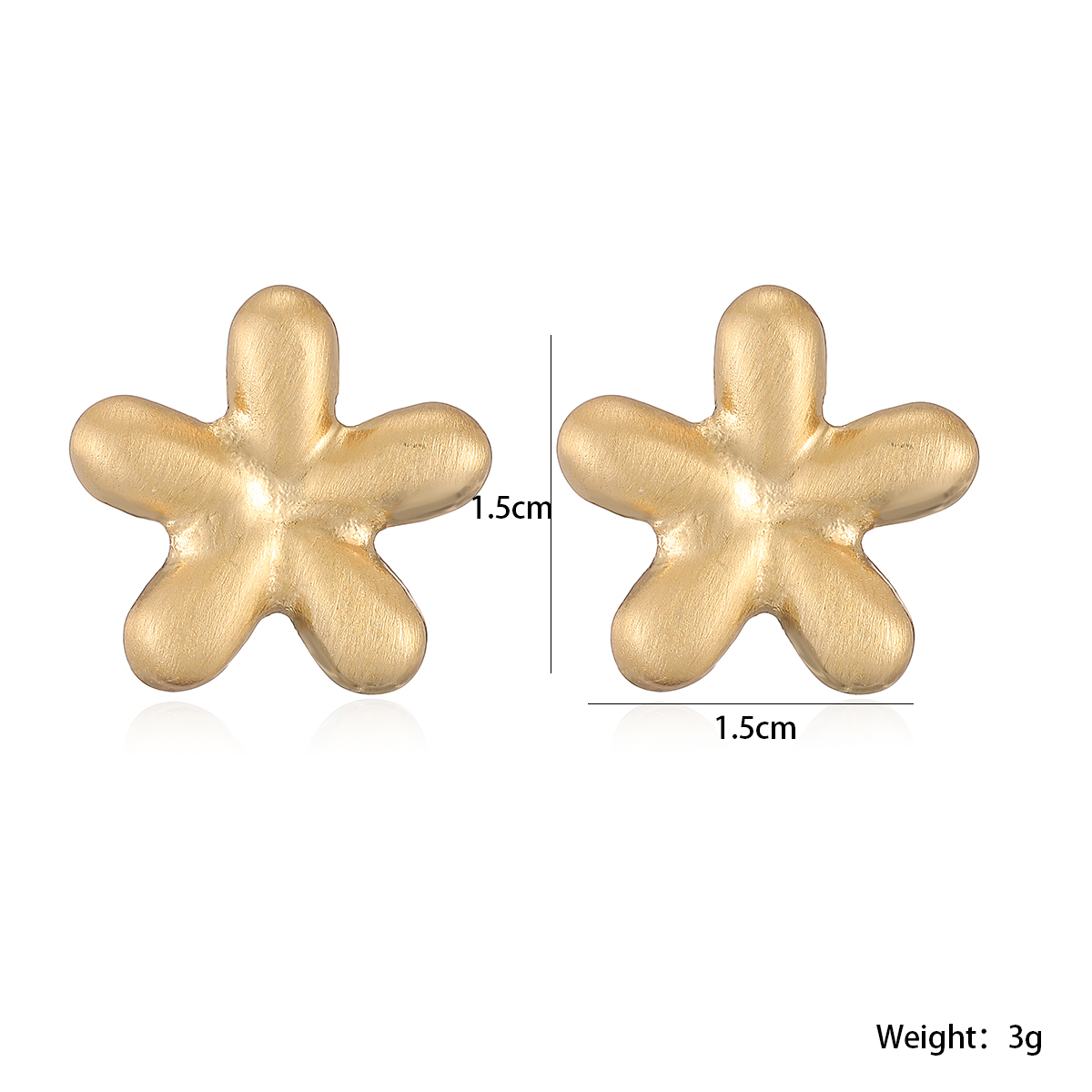 Brushed Flowers Stud Earrings For Women In Copper With 18K Real Gold Water Plating And Zircon Inlay 2