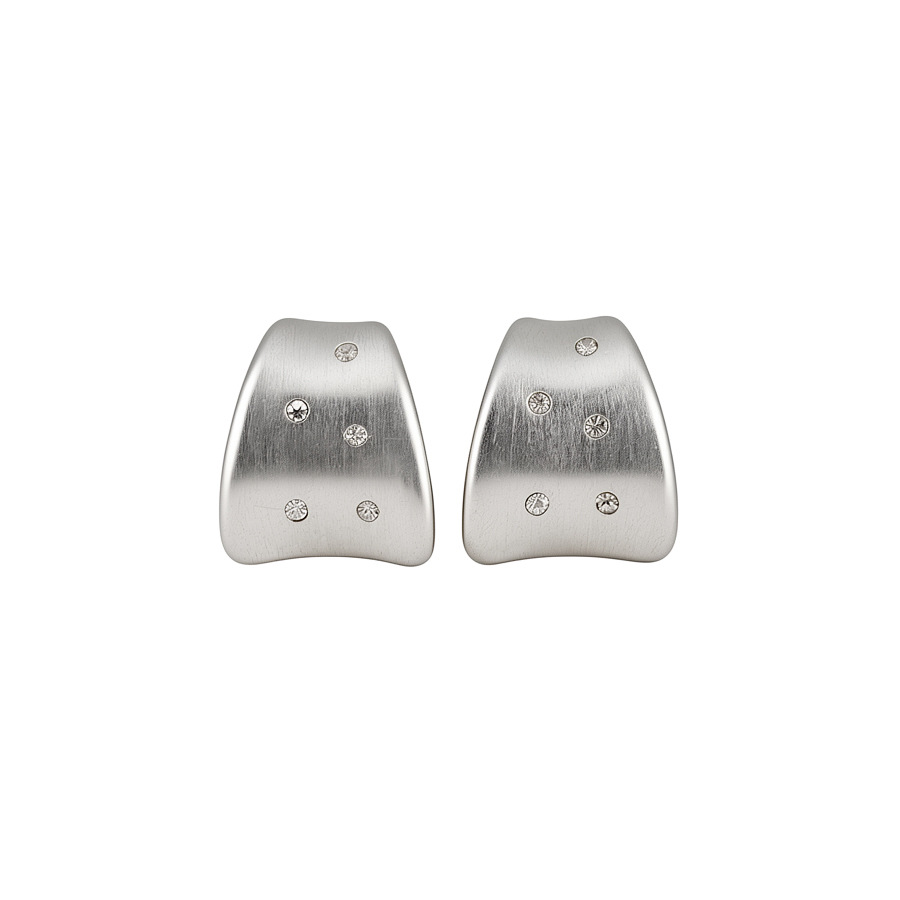 Brushed Quadrilateral Stud Earrings For Women In Copper With 18K Real Gold Plated And Zircon, Featuring SUS304 Stainless Steel Posts 5