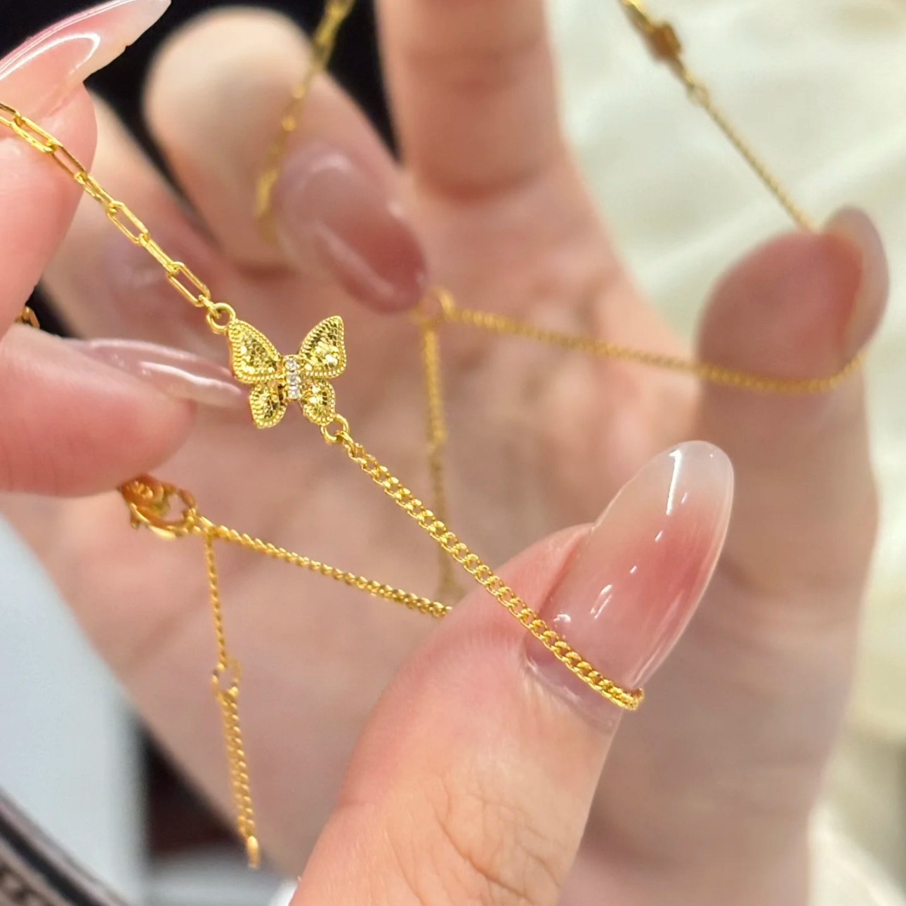 Butterfly Bracelet For Women In Gold Electroplated Copper, Elegant Accessory For Business Occasions 2
