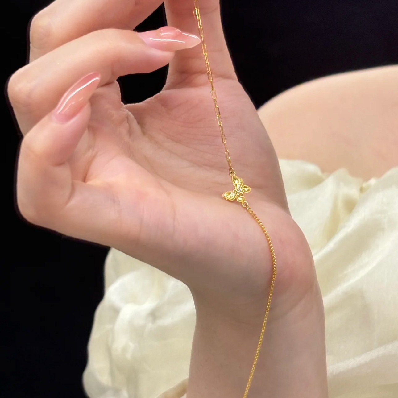 Butterfly Bracelet For Women In Gold Electroplated Copper, Elegant Accessory For Business Occasions 4