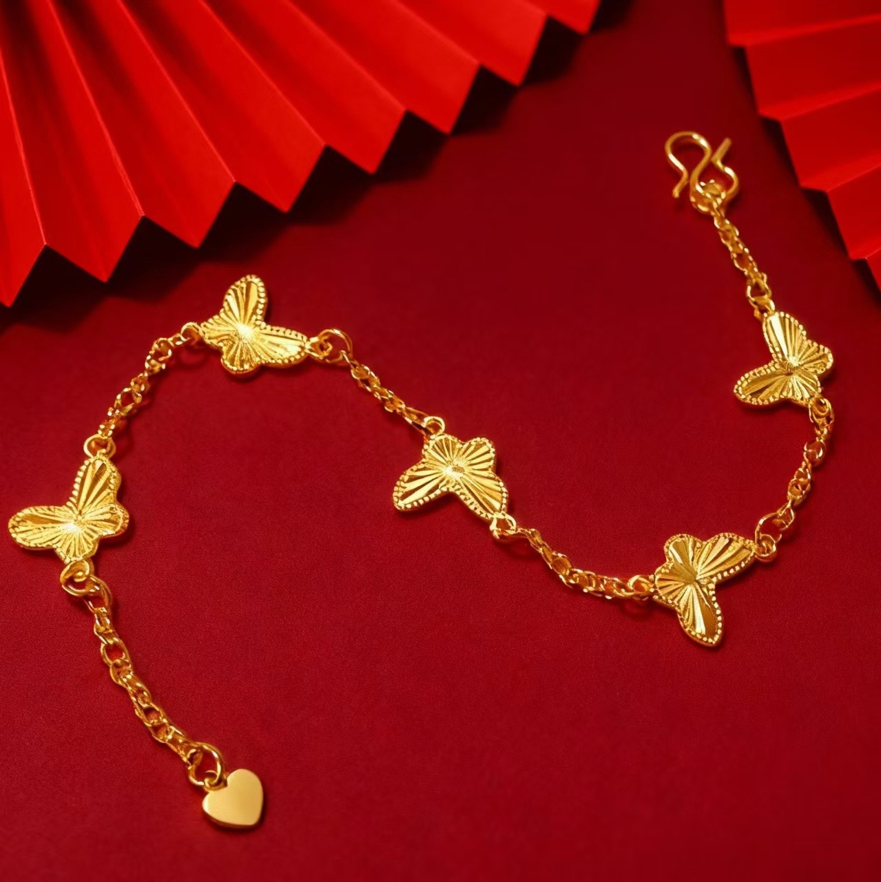 Butterfly Litmus Bracelets For Women In Golden Plated Copper With Electroplated Gold Plating Process 2