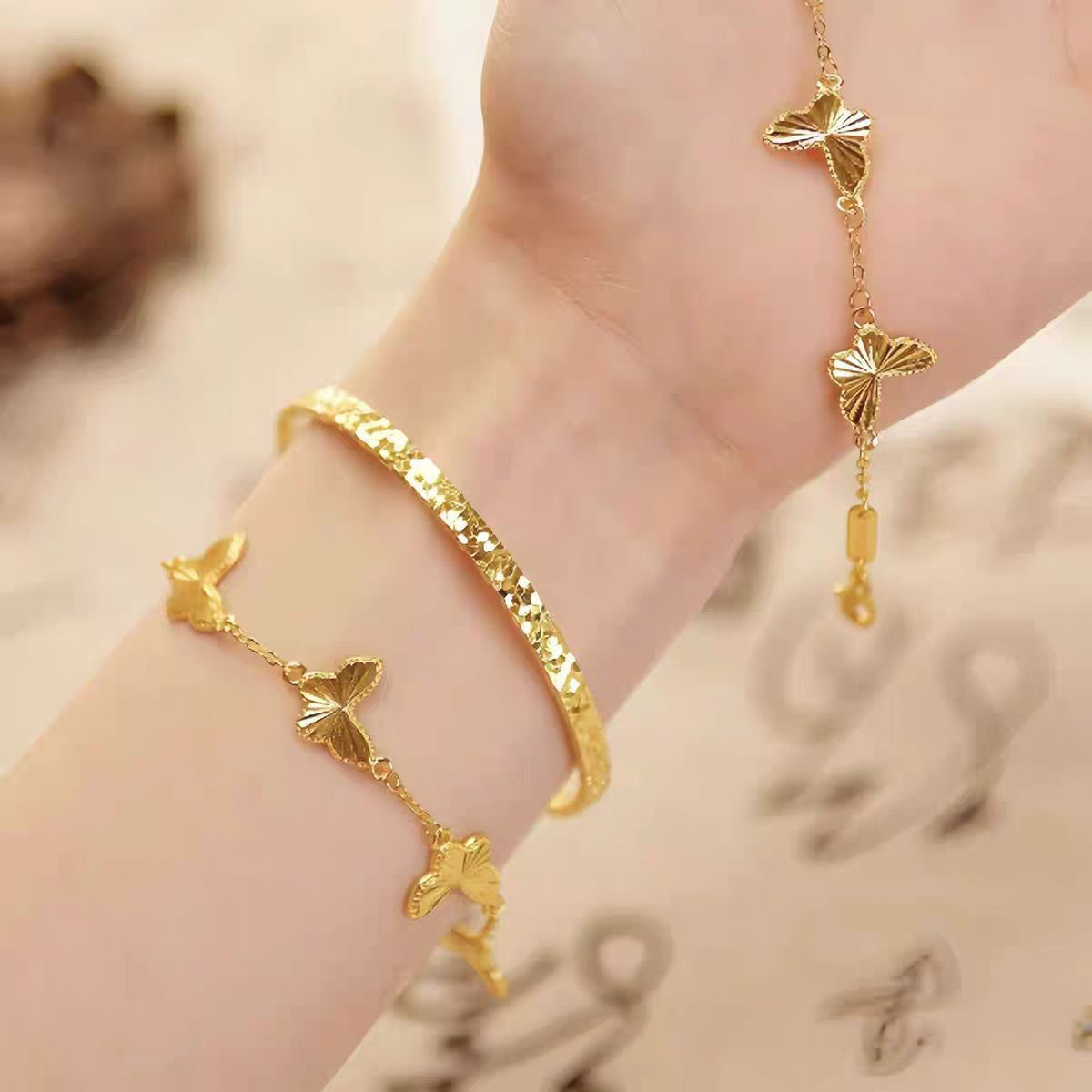 Butterfly Litmus Copper Bracelet For Women In Gold, Perfect For Business Occasions 4