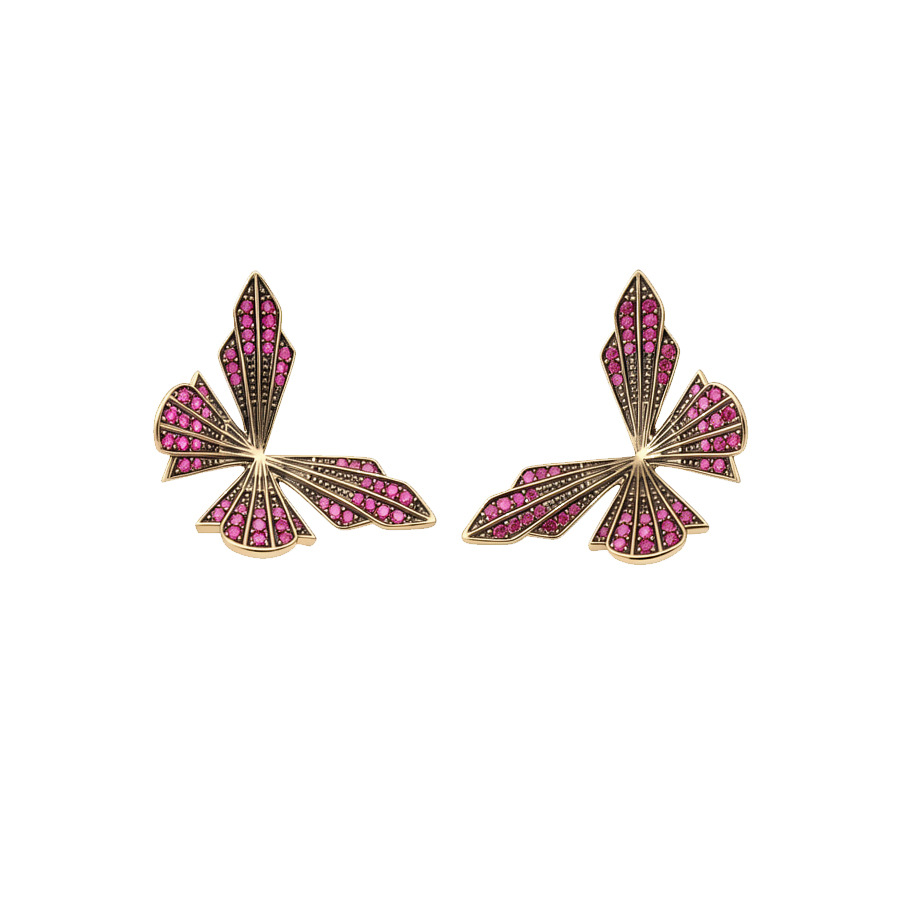 Butterfly Stud Earrings For Women With Copper And Zircon Inlay, Featuring 304 Stainless Steel Posts In Purple 6
