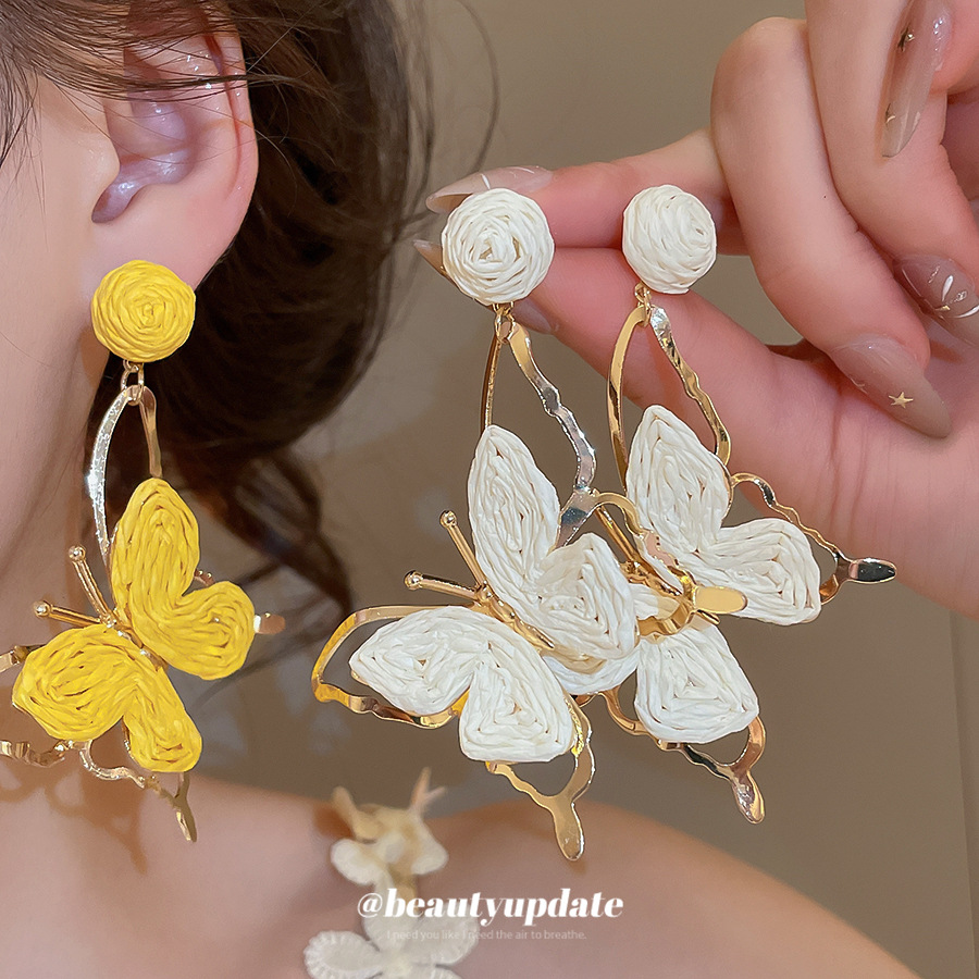 Butterfly Stud Earrings For Women In Gold Featuring Electroplated Copper With 304 Stainless Steel Ear Pins