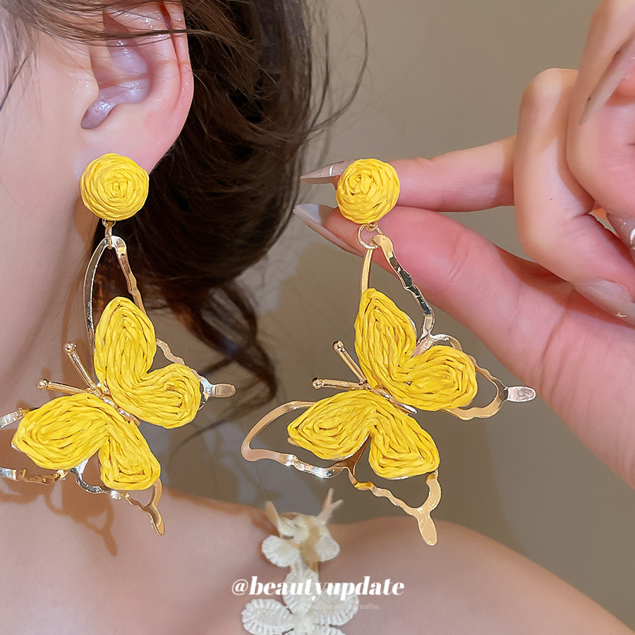Butterfly Stud Earrings For Women In Gold Featuring Electroplated Copper With 304 Stainless Steel Ear Pins 3