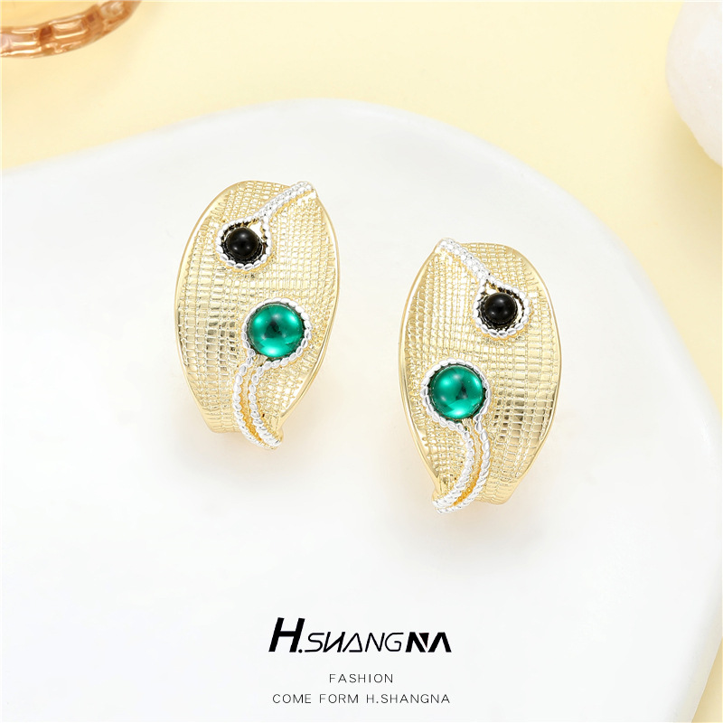 C Shape Earrings For Women With 925 Sterling Silver Posts, Copper Base, 14K Real Gold Plated And Rhinestone Inlay 4