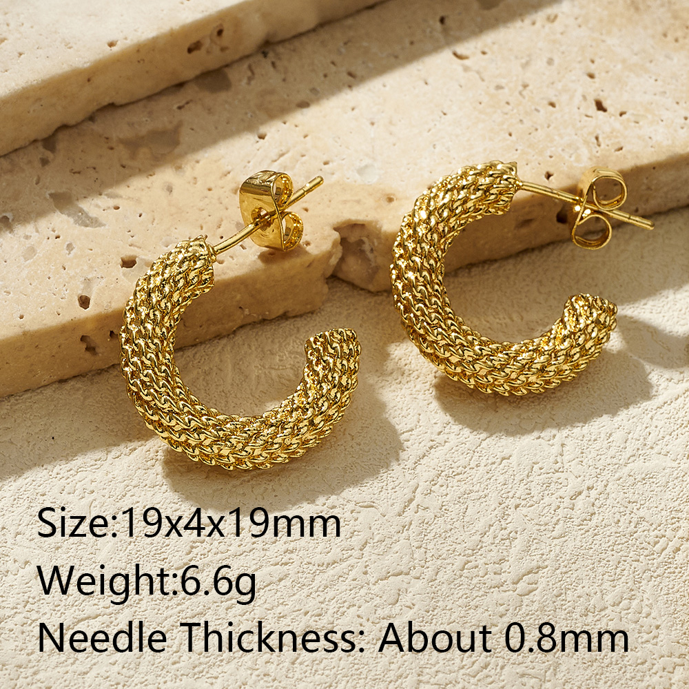 C Shape Stud Earrings For Women Featuring 0.03µm 18K Real Gold Plated Water Plating On Copper Ear Pins 5