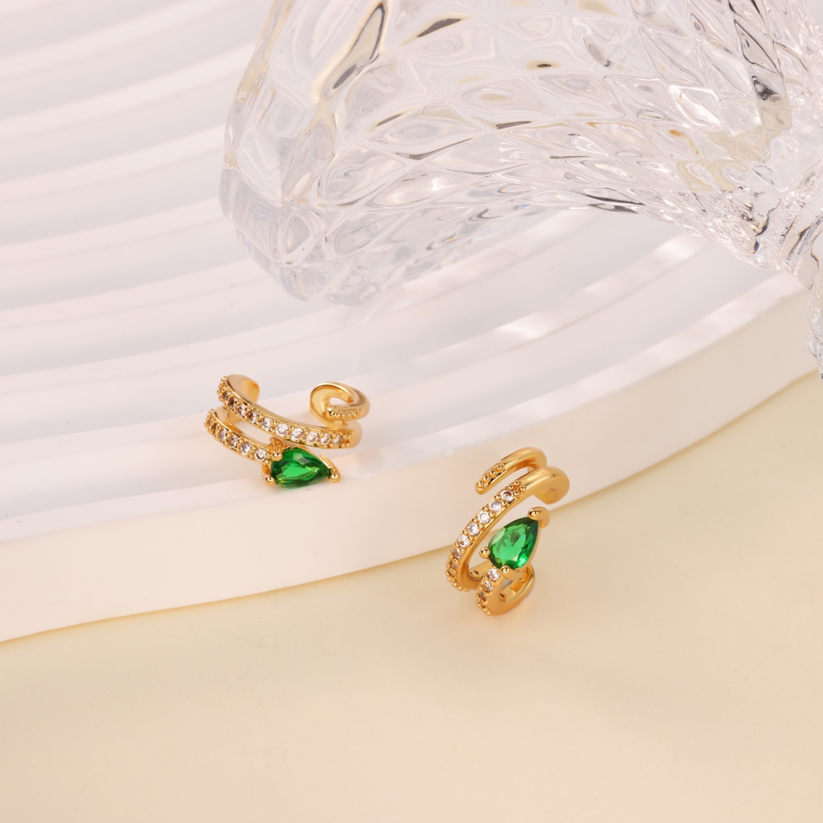 Waterproof Non Tarnish Leaf Earrings For Women, PVD Coated Copper With 18K Real Gold Plated And Zircon Inlay 4