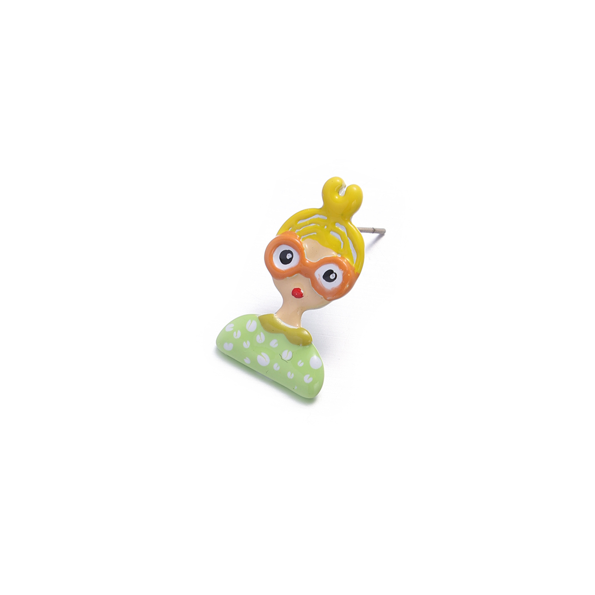 Cartoon Character Enamel Stud Earrings In Copper With 925 Sterling Silver Posts For Women, Novelty Style 2
