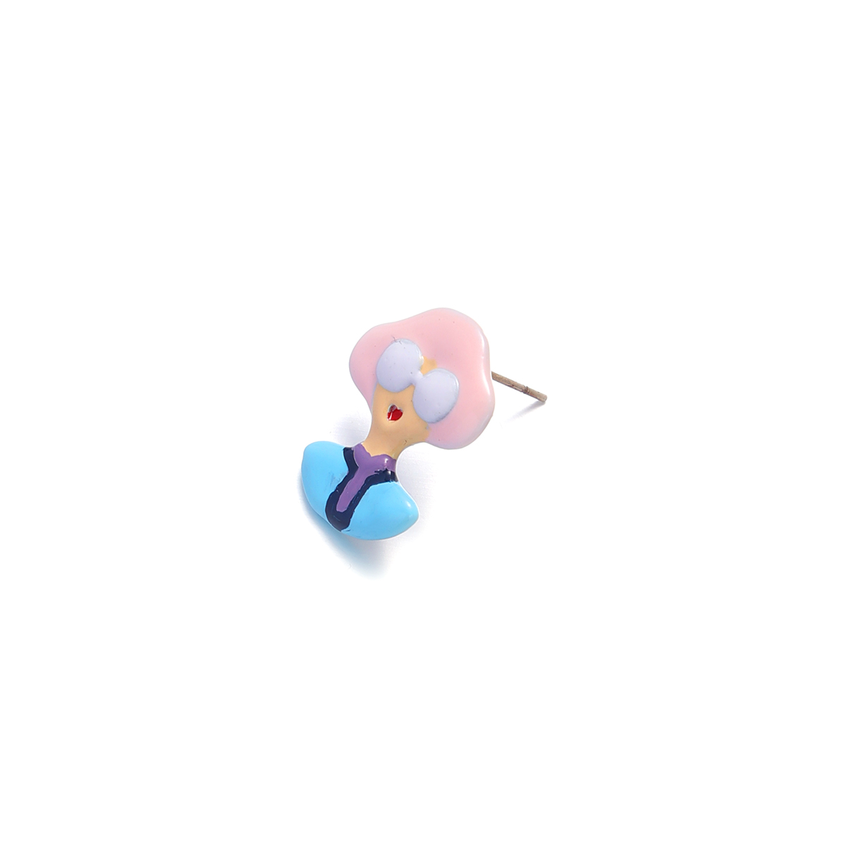 Cartoon Character Enamel Stud Earrings In Copper With 925 Sterling Silver Posts For Women, Novelty Style 5