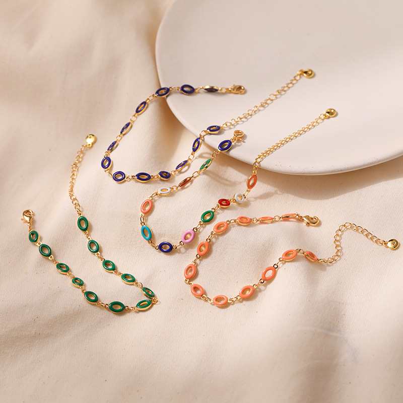 Copper Bracelet For Women Featuring Enamel Design With 18K Gold Plated Finish In Casual Style