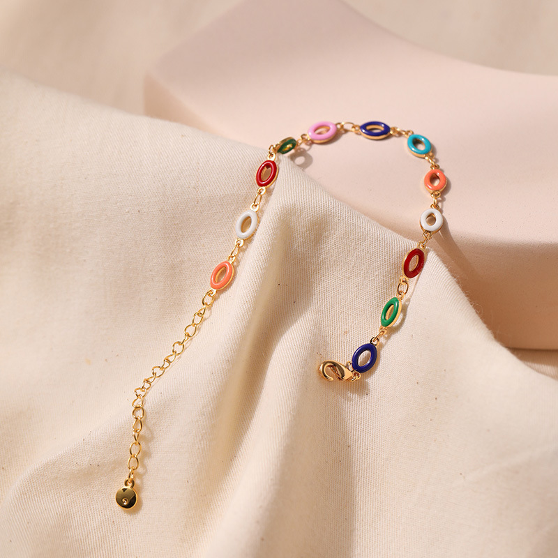 Copper Bracelet For Women Featuring Enamel Design With 18K Gold Plated Finish In Casual Style 2