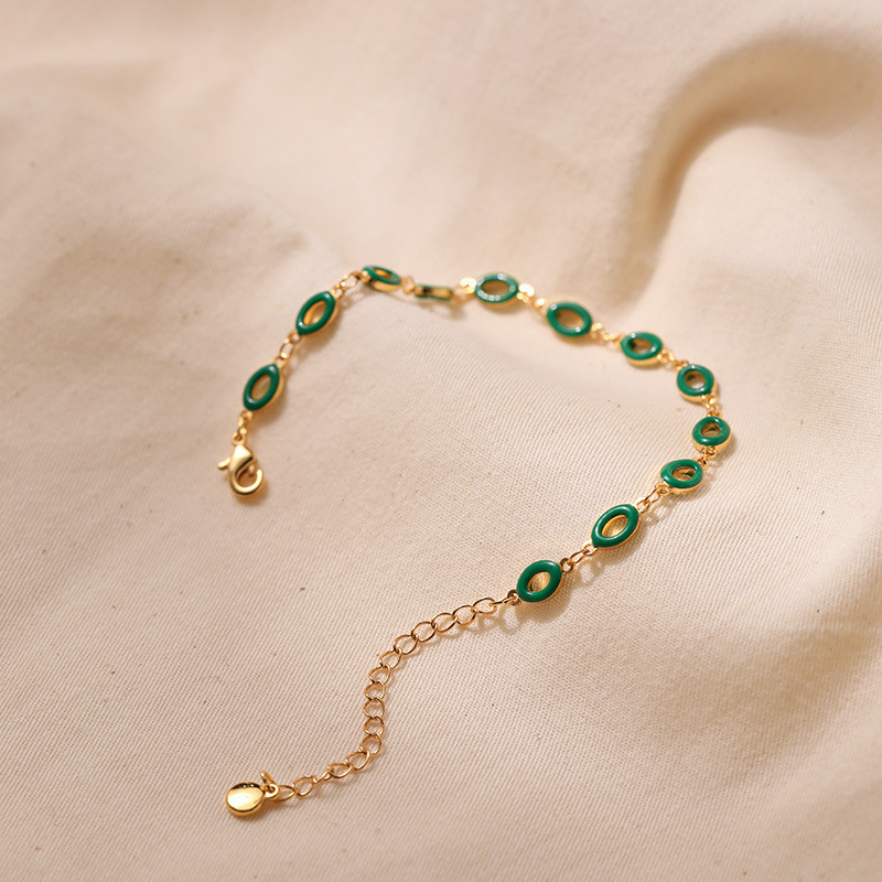 Copper Bracelet For Women Featuring Enamel Design With 18K Gold Plated Finish In Casual Style 4
