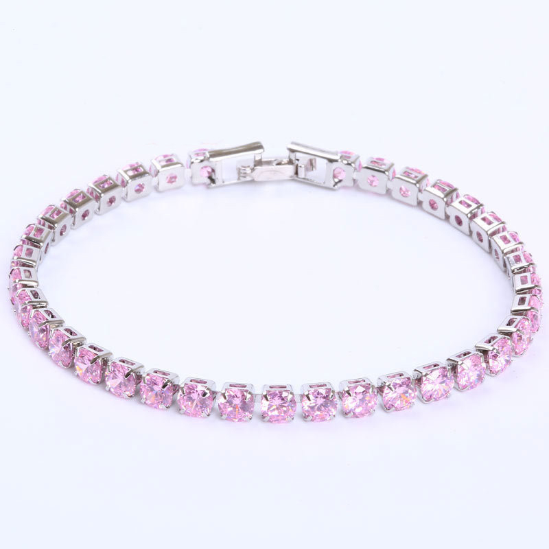 Round Copper Wristband For Women With Zircon Inlay, Silver Plated Featuring PVD Vacuum Plating 5