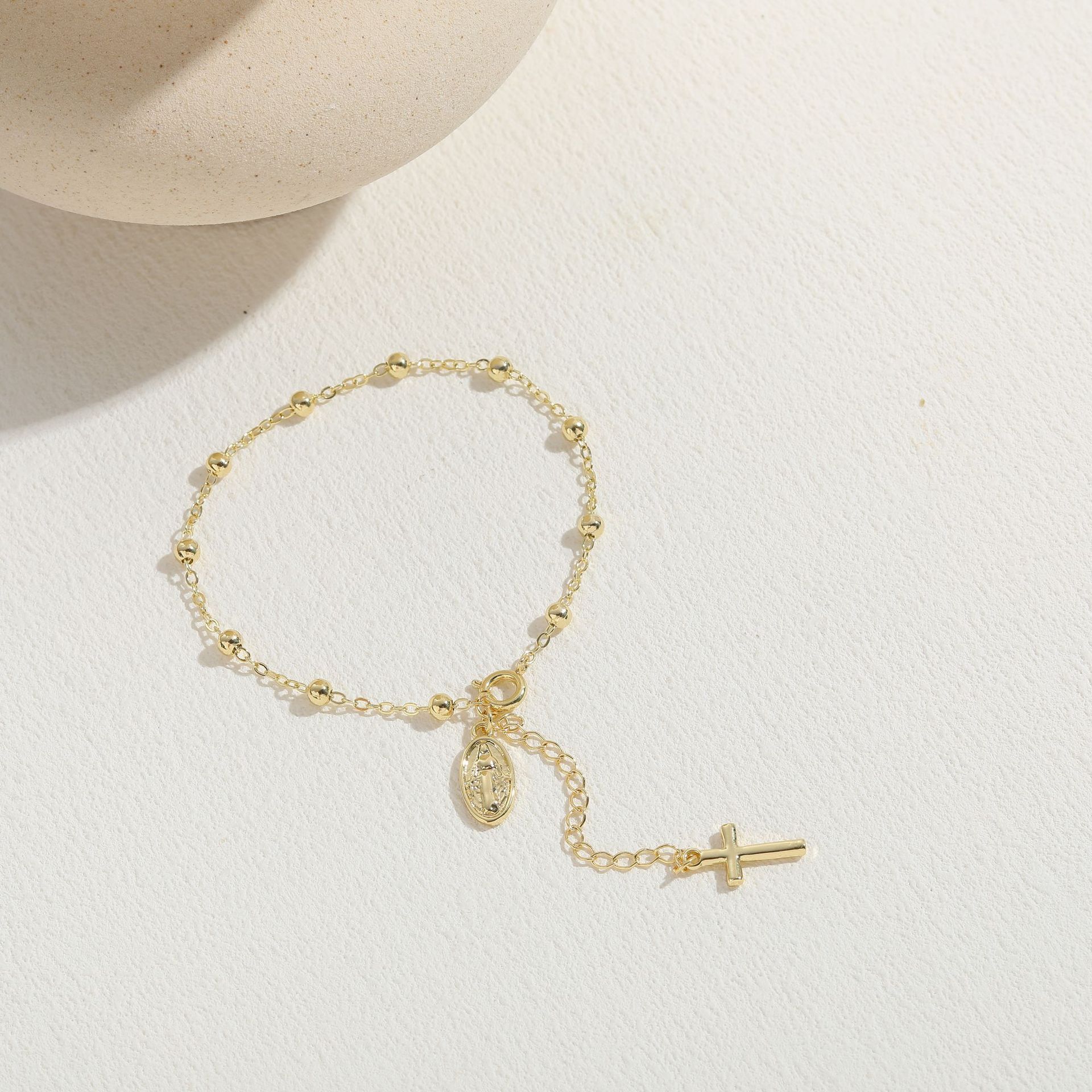 Copper Chain Bracelet For Women Featuring 14K Gold Plated Design With Copper Pendant 3