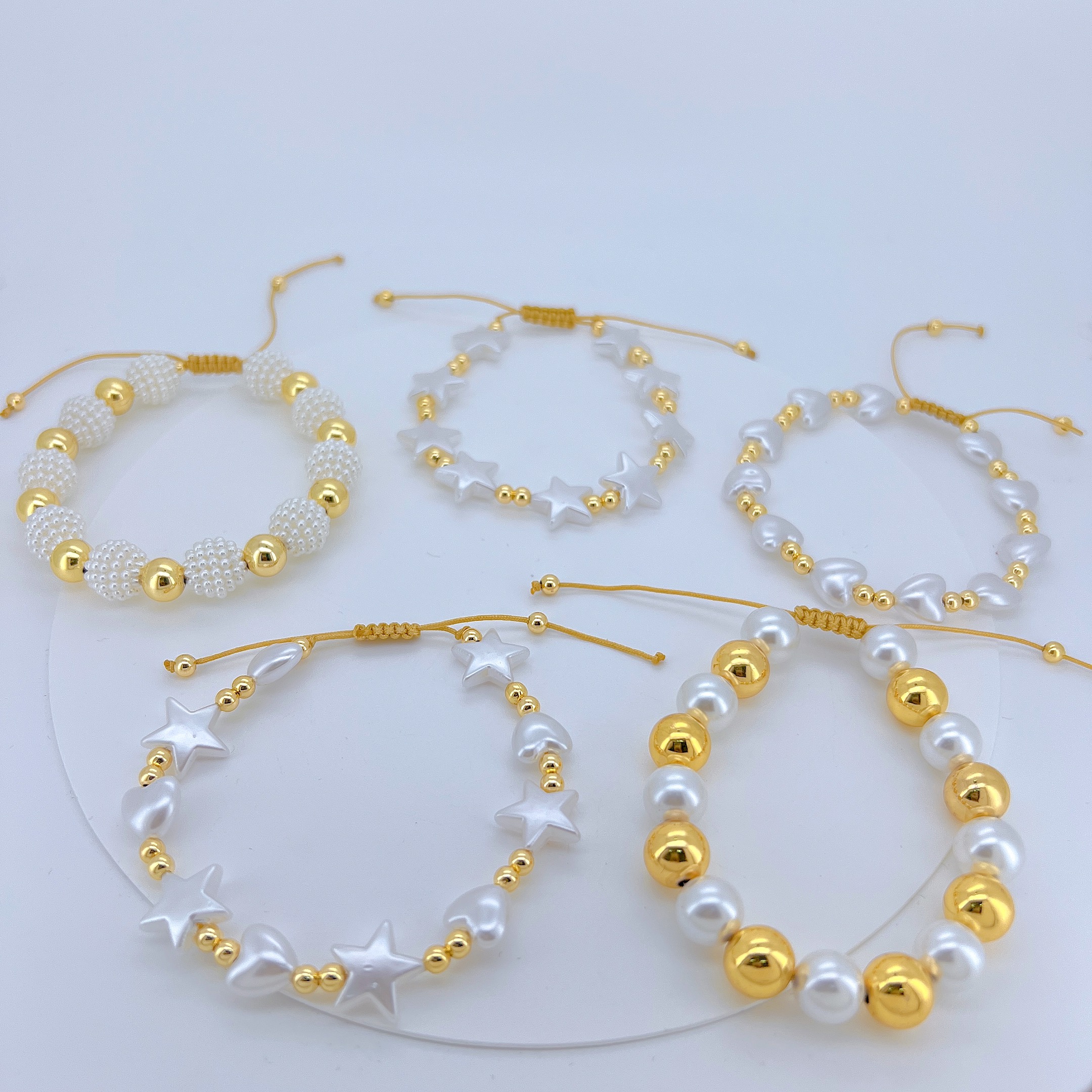 Casual Vacation Star Heart Shape 18K Gold Plated Arylic Copper Beaded Chain Beaded Bracelets Wholesale