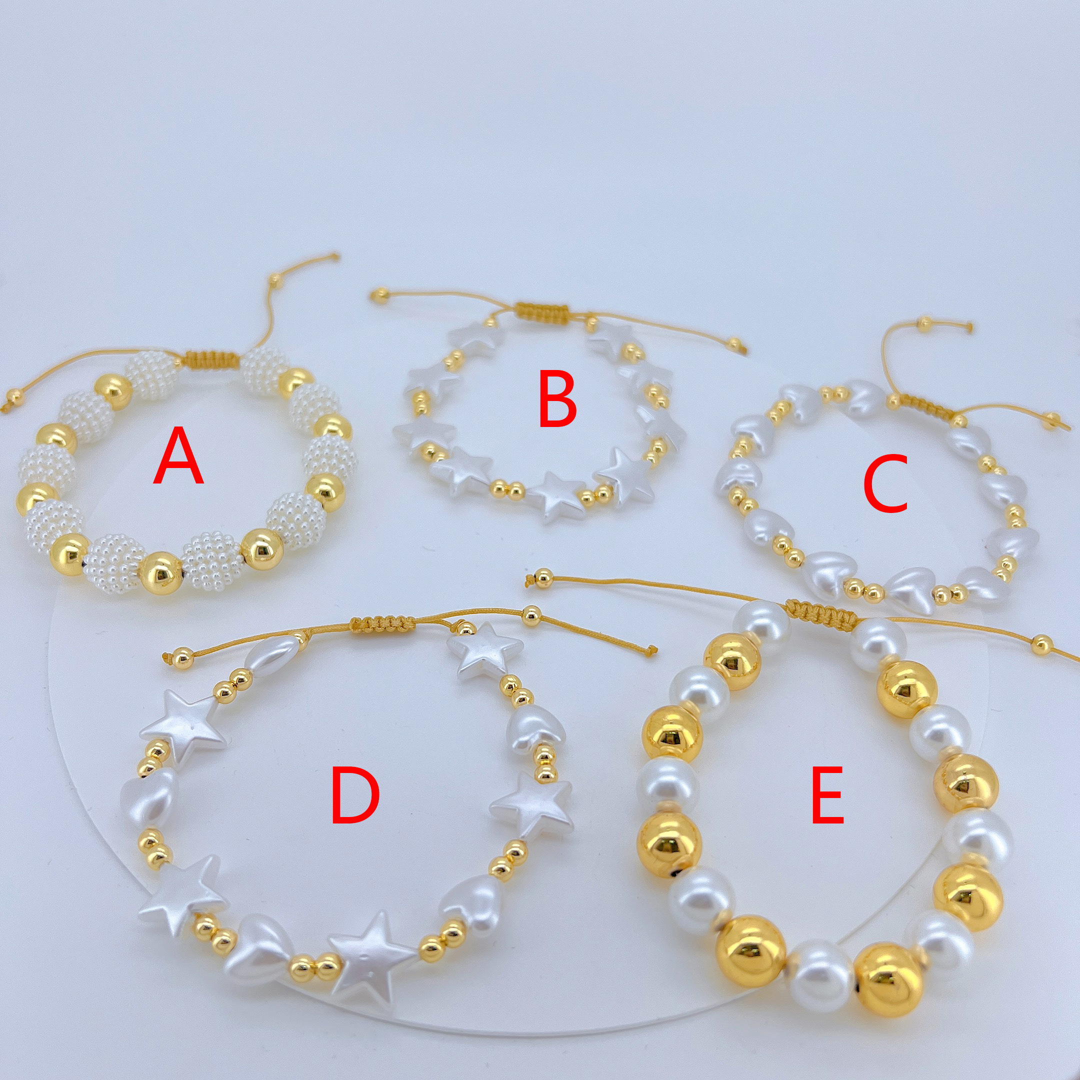 Casual Vacation Star Heart Shape 18K Gold Plated Arylic Copper Beaded Chain Beaded Bracelets Wholesale 2
