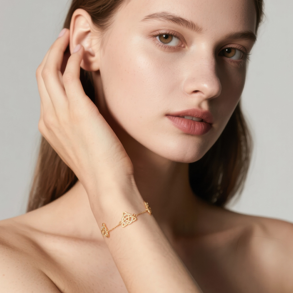 Celtic Knot Bracelet For Women In Copper Featuring A Golden Finish 2