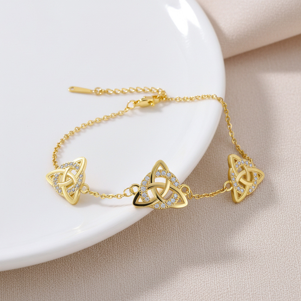 Celtic Knot Bracelet For Women In Copper Featuring A Golden Finish 3