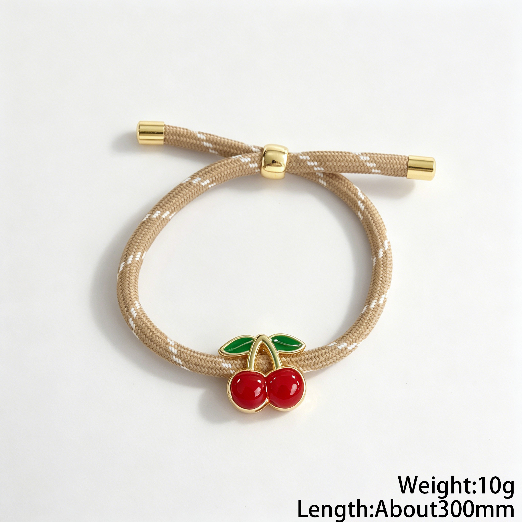 Cherry Electroplated Drawstring Bracelet For Adults In Copper With 18K Real Gold Plated Water Plating And Cord String Chain 5