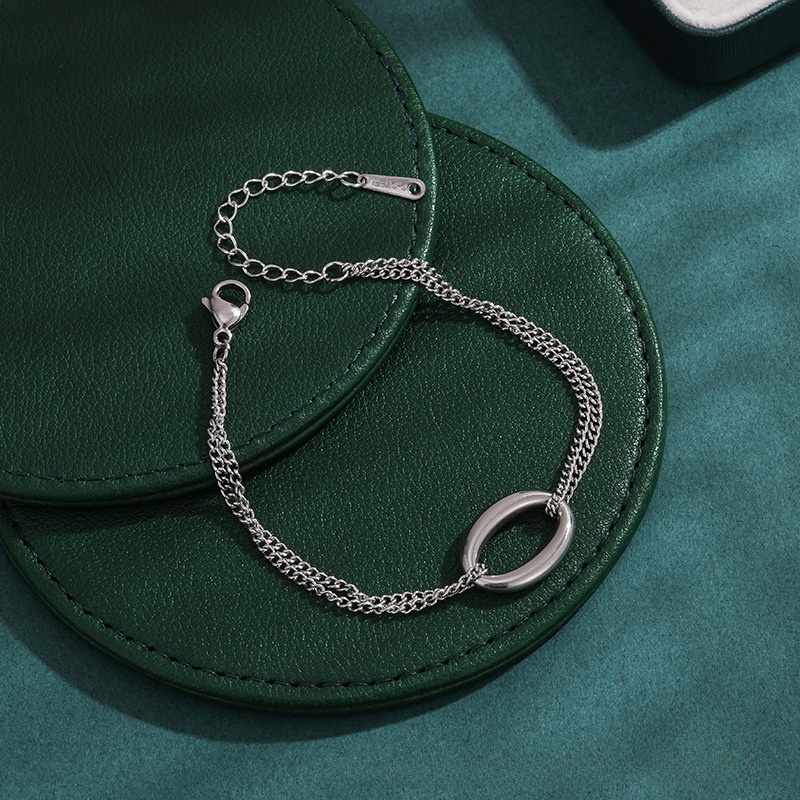Circle Titanium Steel Bracelet For Women With Copper Pendant, Electroplated Finish In New Style
