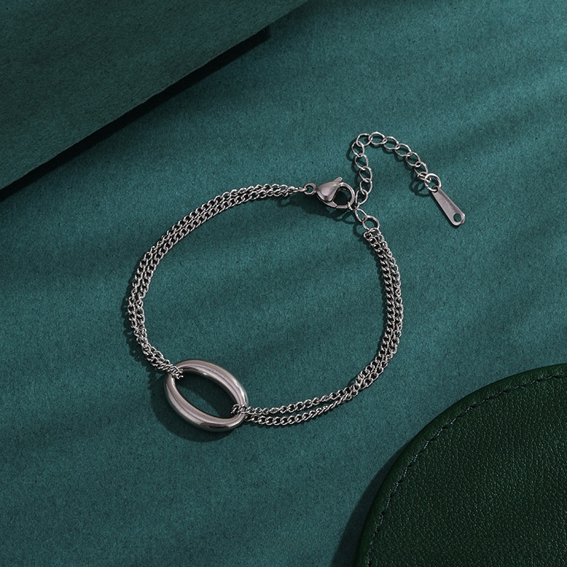 Circle Titanium Steel Bracelet For Women With Copper Pendant, Electroplated Finish In New Style 2