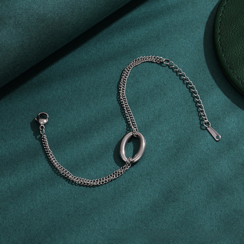 Circle Titanium Steel Bracelet For Women With Copper Pendant, Electroplated Finish In New Style 3