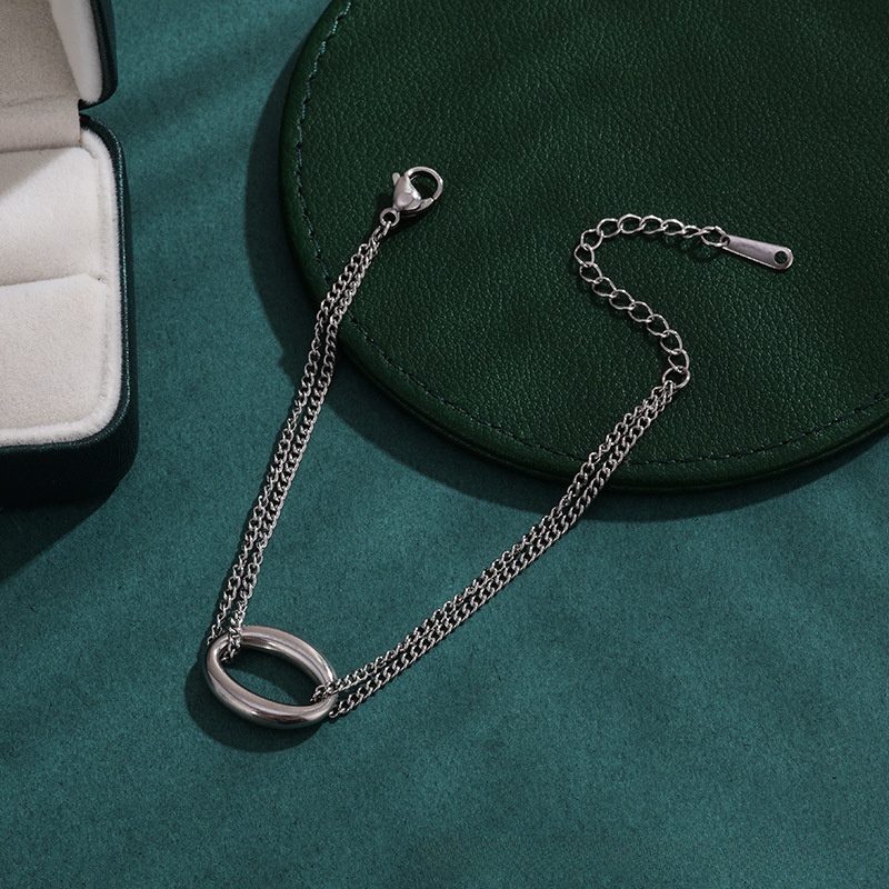 Circle Titanium Steel Bracelet For Women With Copper Pendant, Electroplated Finish In New Style 4