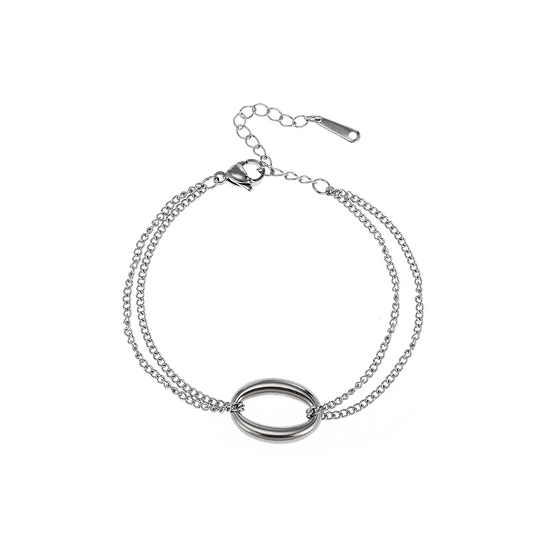 Circle Titanium Steel Bracelet For Women With Copper Pendant, Electroplated Finish In New Style 5