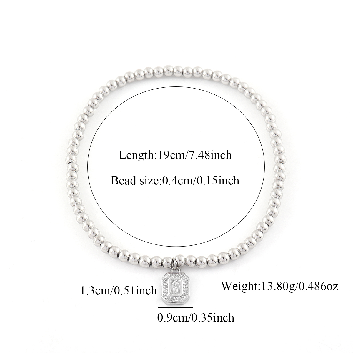 Classic Style Silver Copper Letter Bracelet For Men With Waterproof Non Tarnish Beaded Chain 2