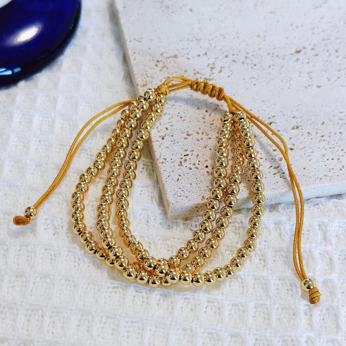 Copper 18K Gold Plated Beaded Geometric Bracelets 2
