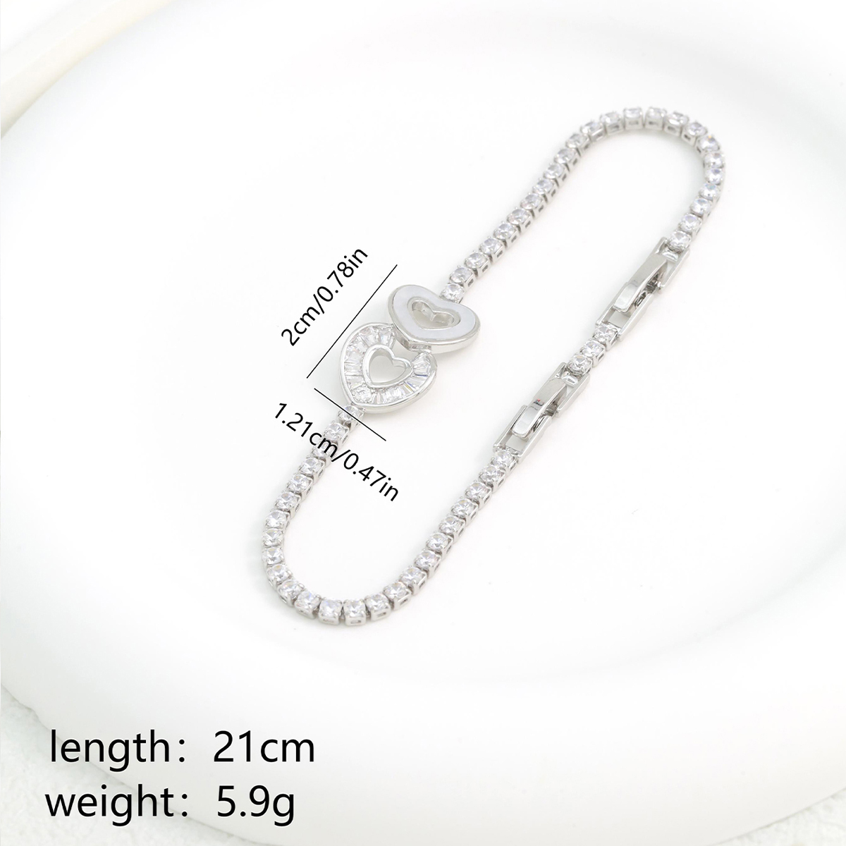 Copper 18K Gold Plated Inlay Heart Shape Zircon Bracelets 3