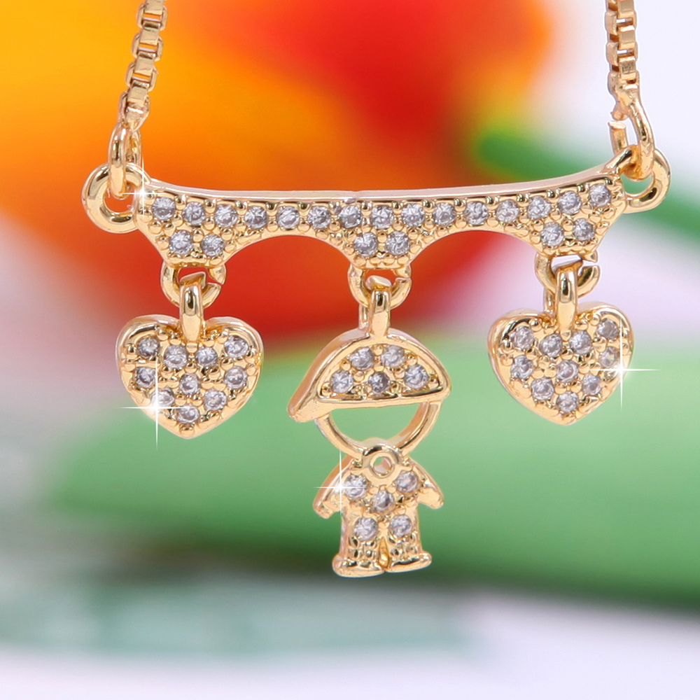 Unisex Human Pattern Bracelet In 18K Gold Plated Copper With Zircon Electroplated Design 3