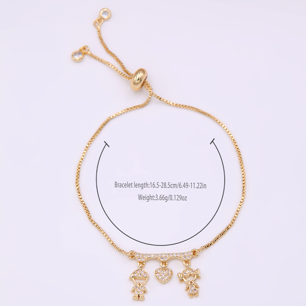 Unisex Human Pattern Bracelet In 18K Gold Plated Copper With Zircon Electroplated Design 7