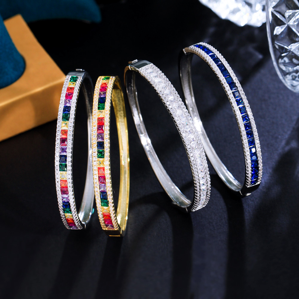 1 Copper Style Bracelet Delicate Colorful Jewelry Cubic Zirconia Crystal Rainbow Color Bracelet For Women Wedding Bride Luxury Accessories Suitable For Women Wedding Or Date Wear 3