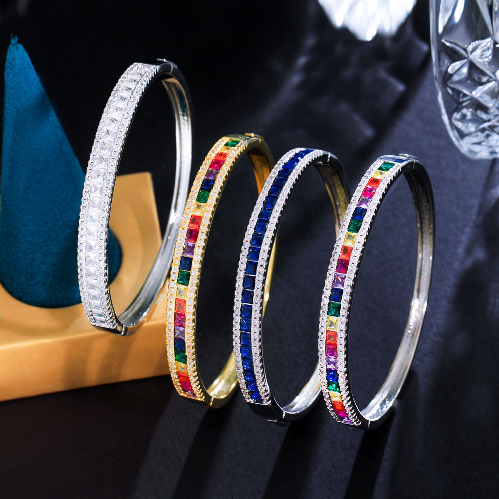 1 Copper Style Bracelet Delicate Colorful Jewelry Cubic Zirconia Crystal Rainbow Color Bracelet For Women Wedding Bride Luxury Accessories Suitable For Women Wedding Or Date Wear 4
