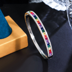 1 Copper Style Bracelet Delicate Colorful Jewelry Cubic Zirconia Crystal Rainbow Color Bracelet For Women Wedding Bride Luxury Accessories Suitable For Women Wedding Or Date Wear 5