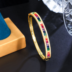 1 Copper Style Bracelet Delicate Colorful Jewelry Cubic Zirconia Crystal Rainbow Color Bracelet For Women Wedding Bride Luxury Accessories Suitable For Women Wedding Or Date Wear 6