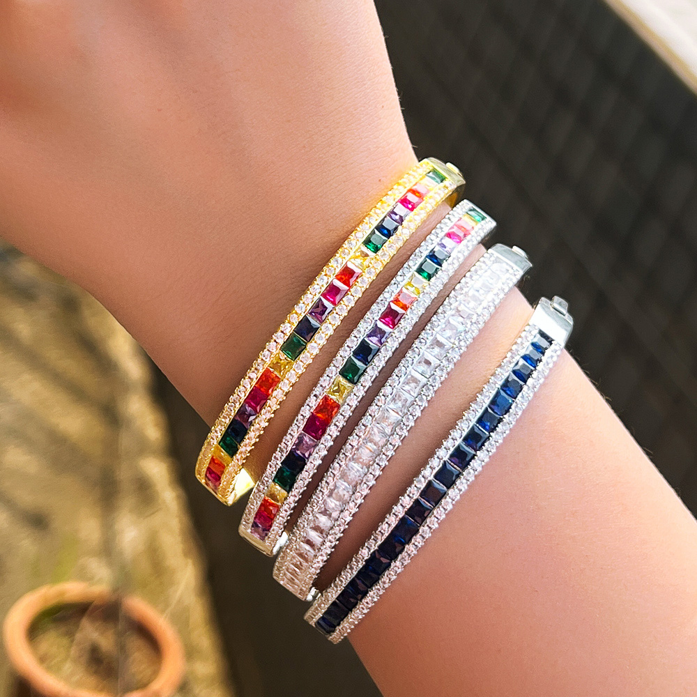 1 Copper Style Bracelet Delicate Colorful Jewelry Cubic Zirconia Crystal Rainbow Color Bracelet For Women Wedding Bride Luxury Accessories Suitable For Women Wedding Or Date Wear 10