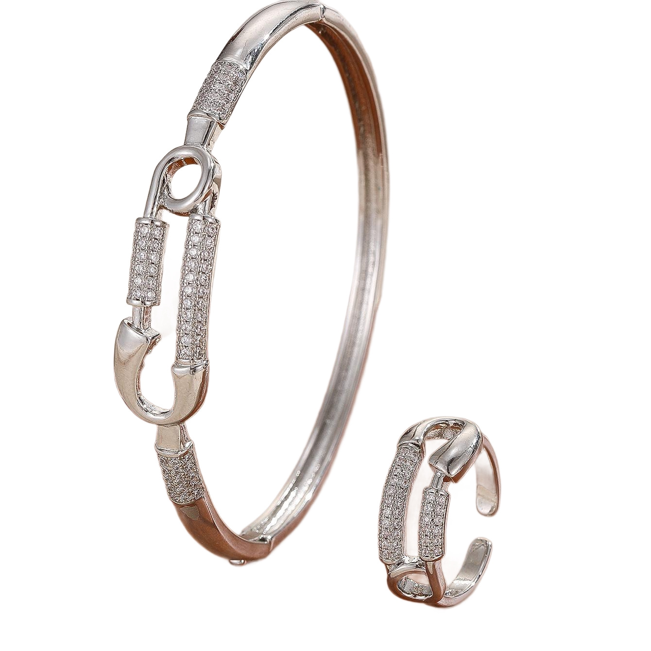 Splicing Copper Bangle With Electroplated Gold Plating In Simple Style 5