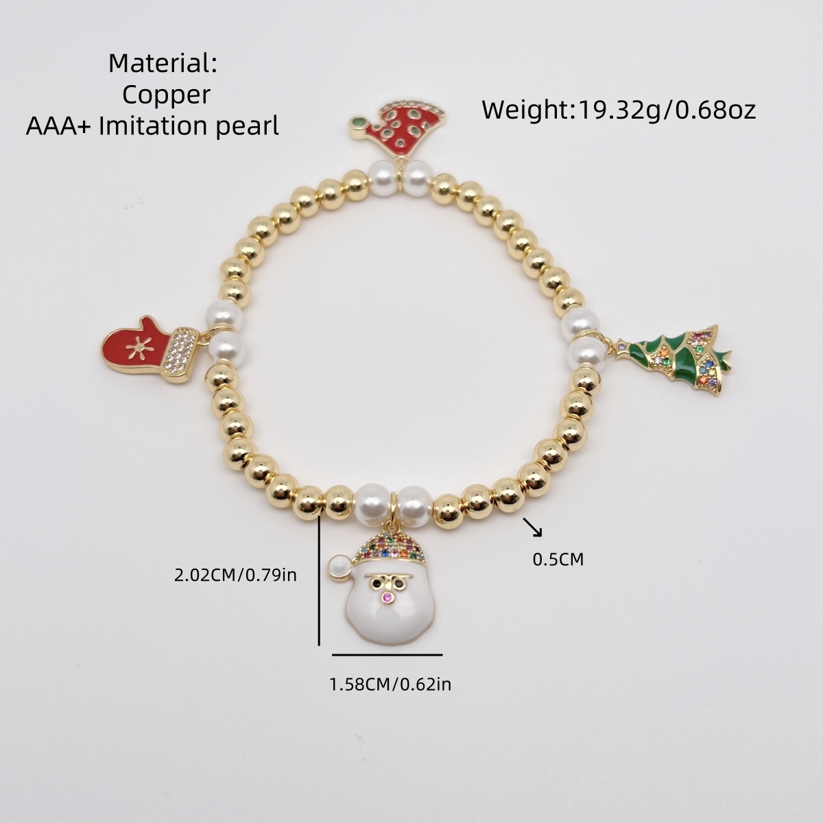 Copper Christmas Tree Santa Claus Multi Charms Bracelet 2