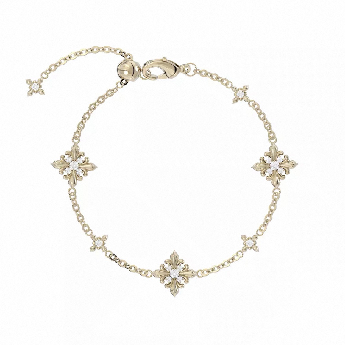 Maillard Style Copper Flowers Bracelet For Women In Silver, Perfect For Travel