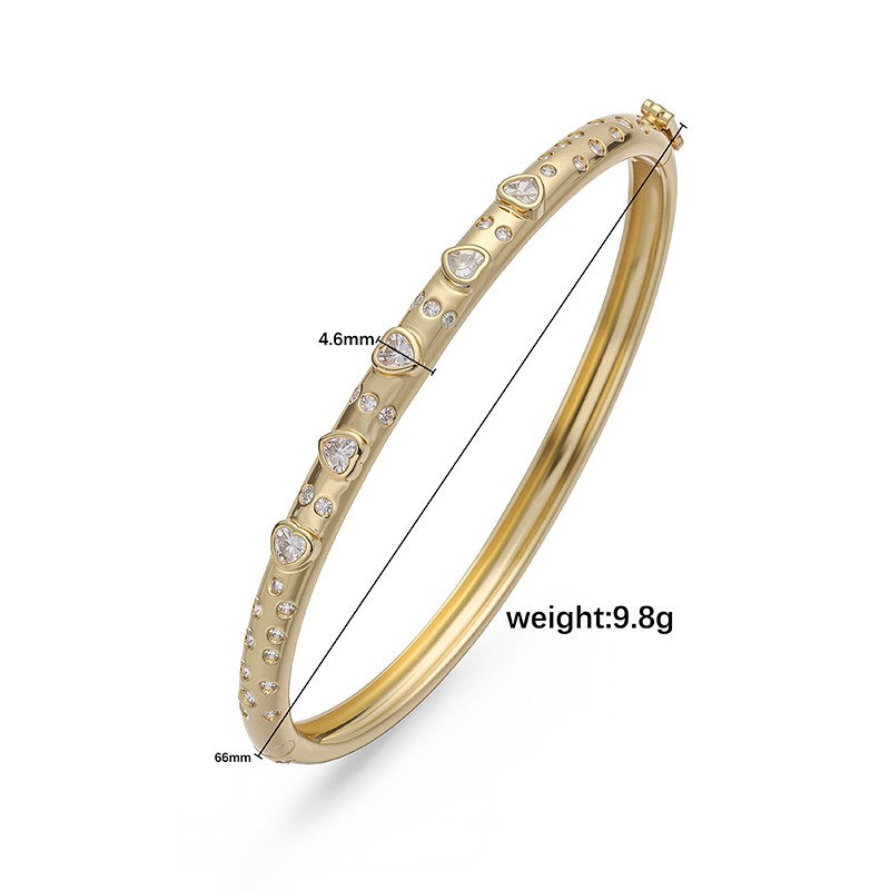Copper Inlaid Zircon Starry Sky Star Buckle Bracelet Star Heart Bangle 18K Gold Plated 4