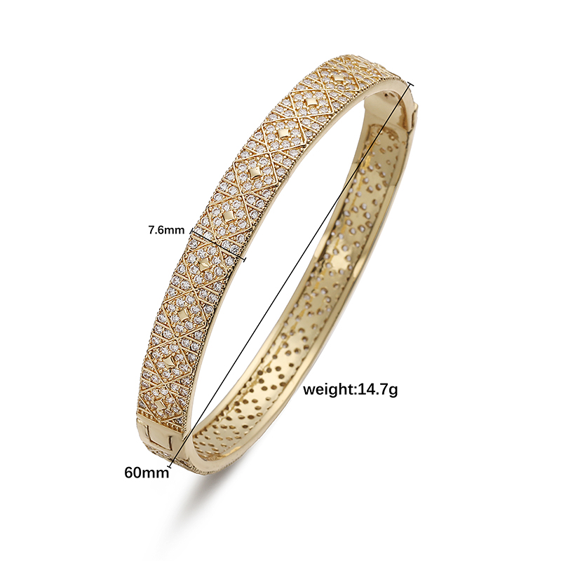 Copper Inlaid Zircon Starry Sky Star Buckle Bracelet Star Heart Bangle 18K Gold Plated 5