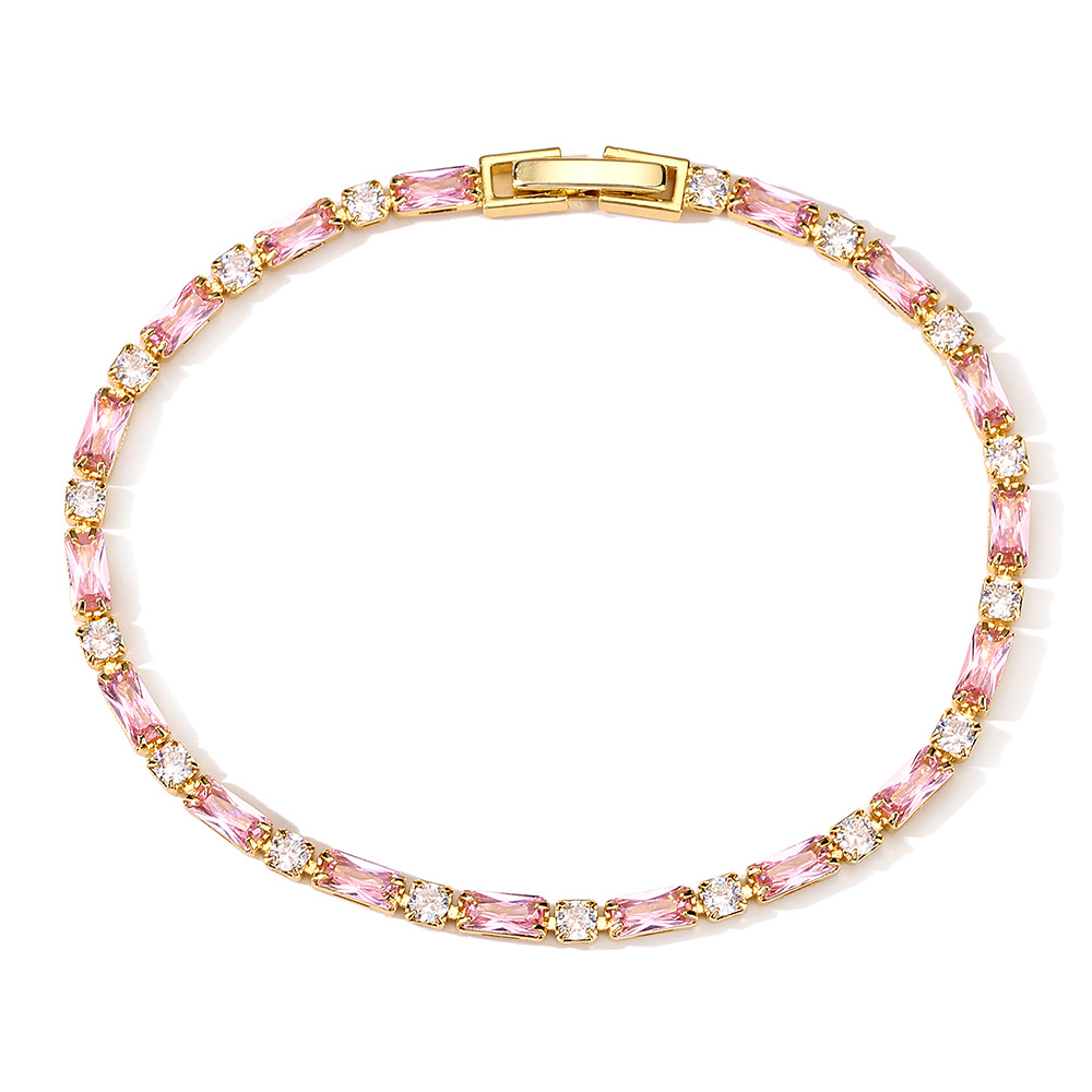 Geometric Copper Bracelets For Women Featuring Inlay Design With Zircon And Copper Pendant