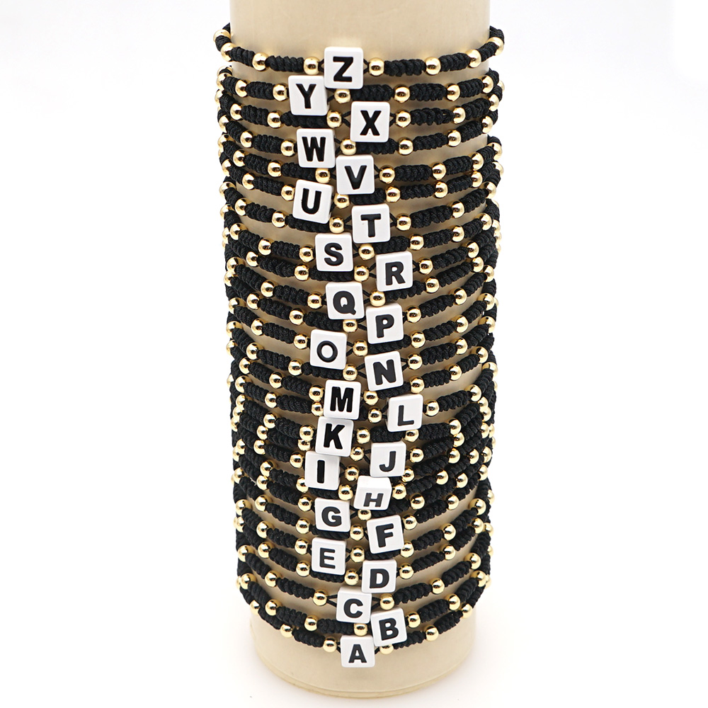 Copper Letter Beading Drawstring Bracelet For Women With Rope Chain Cord In Chain Design 4