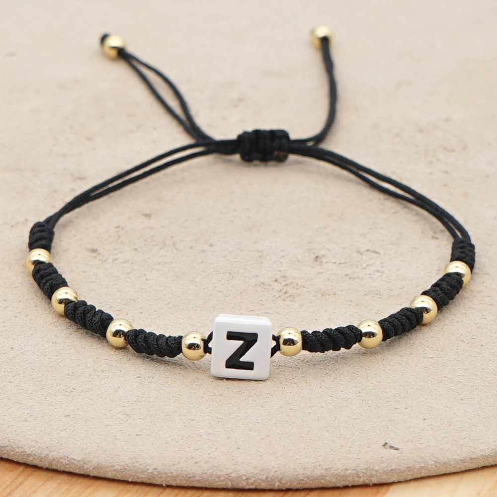 Copper Letter Beading Drawstring Bracelet For Women With Rope Chain Cord In Chain Design 6