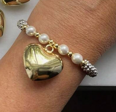 Copper Pearl Plating Heart Shape Copper Bracelets 4